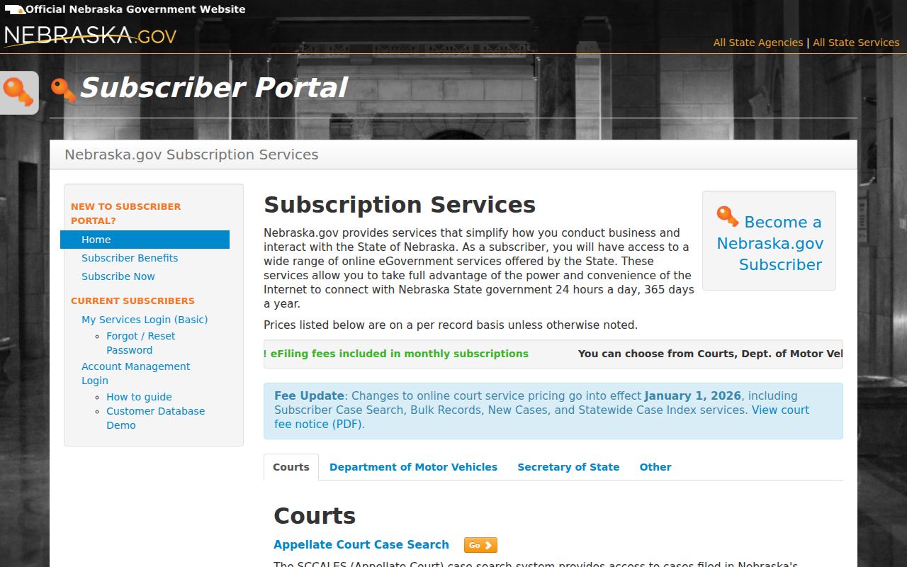 Greeley County case lookup Nebraska subscriber court service information