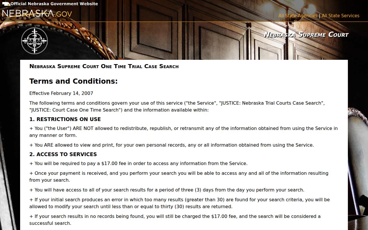 Greeley County case lookup JUSTICE terms and access conditions