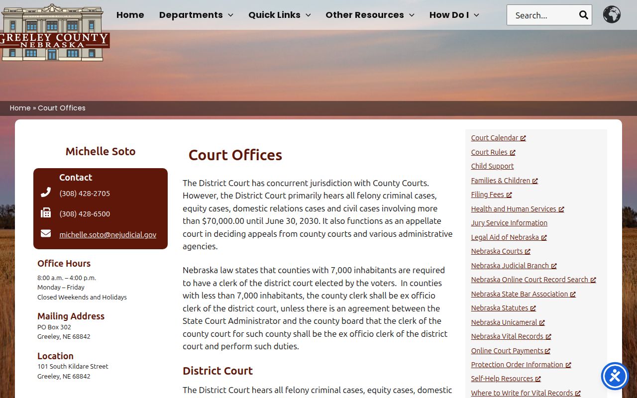 Greeley County court date and court office reference