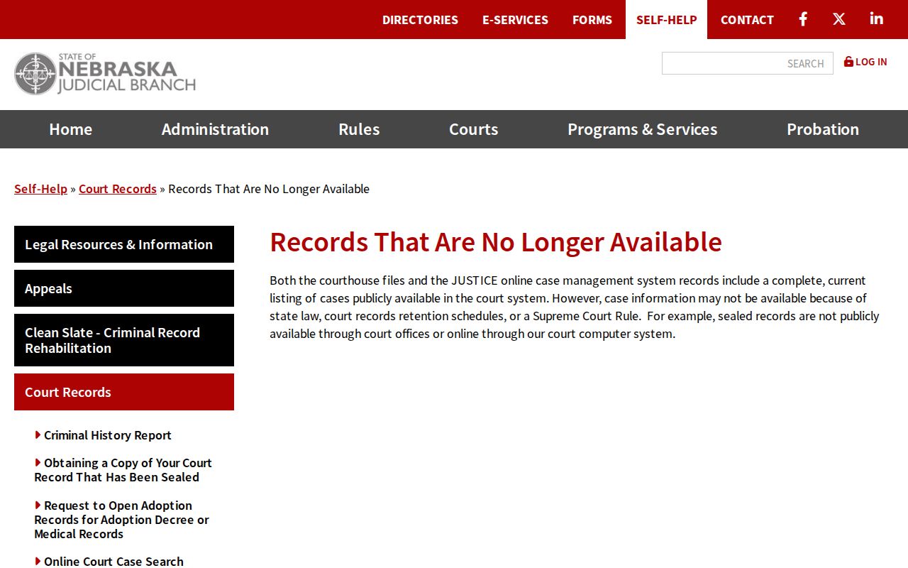 Greeley County court records Nebraska unavailable records guidance