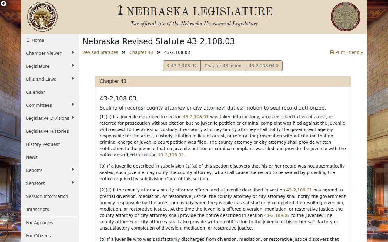 Greeley County criminal docket juvenile record sealing Nebraska statute