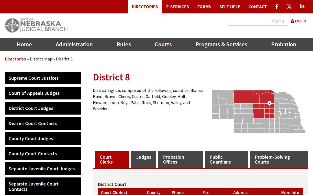 Greeley County criminal docket District 8 Nebraska Judicial Branch directory