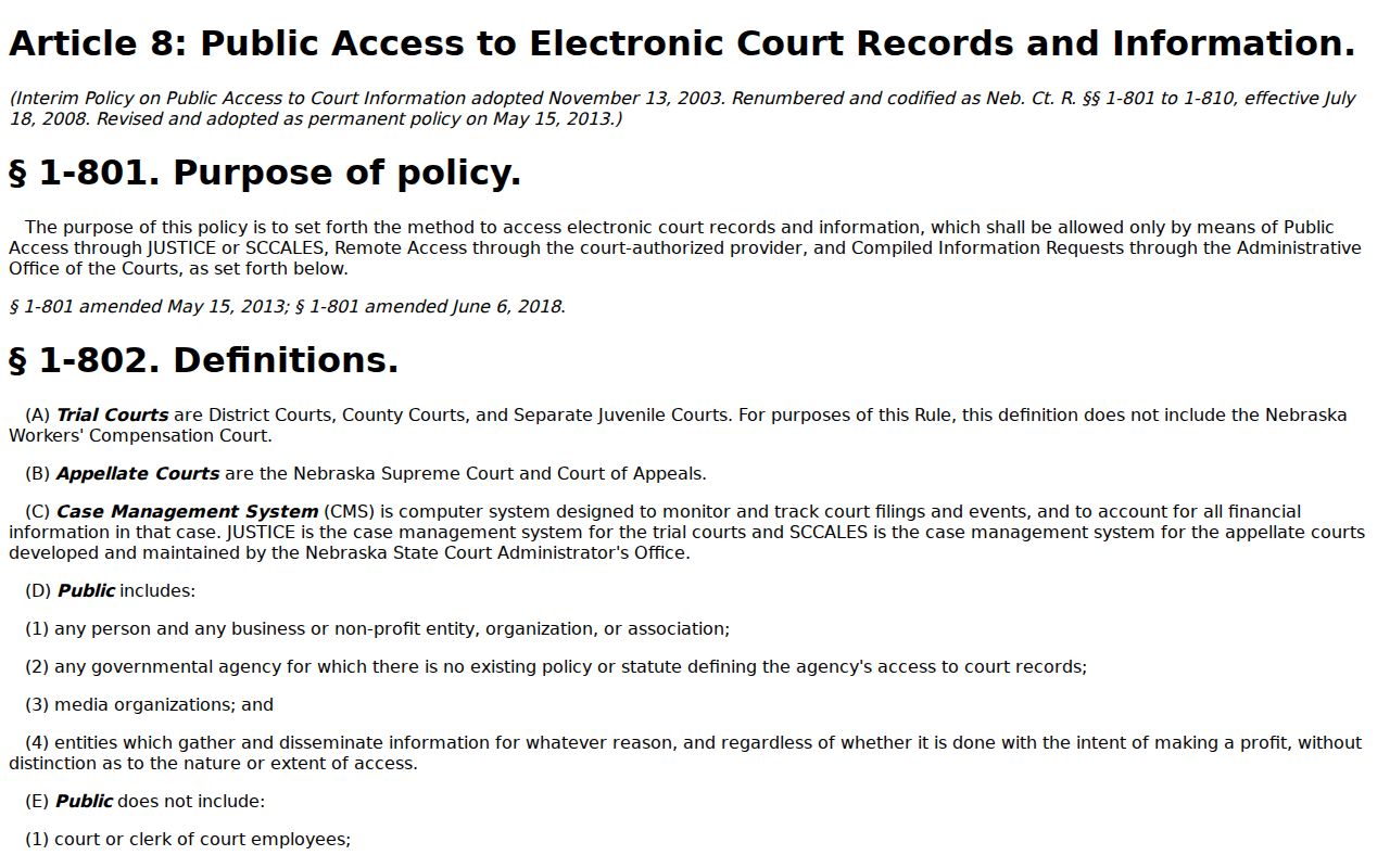 Greeley County court docket public electronic records rules